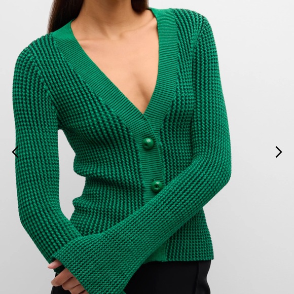 Simon miller peep textured knit cardigan in gummy green - Picture 1 of 7